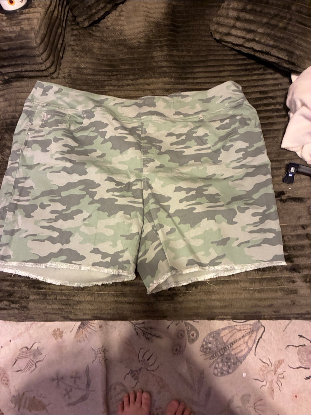 Belle by Kim Gravel Green Camo Cutoff Jean Shorts